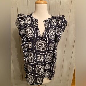 Ann Taylor Navy and White Blouse